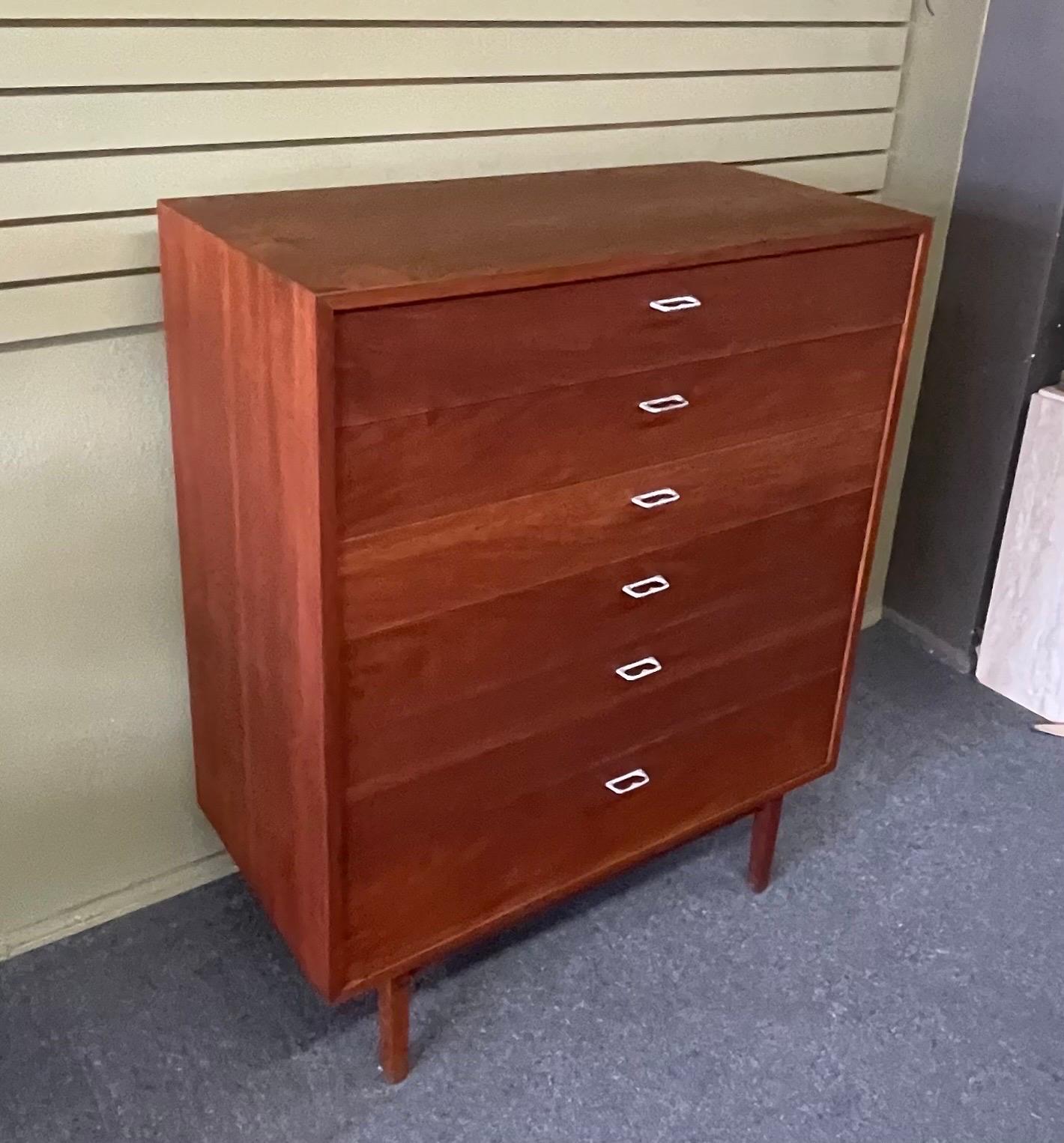 MCM Walnut Six Drawer Highboy Dresser in the Style of George Nelson 3