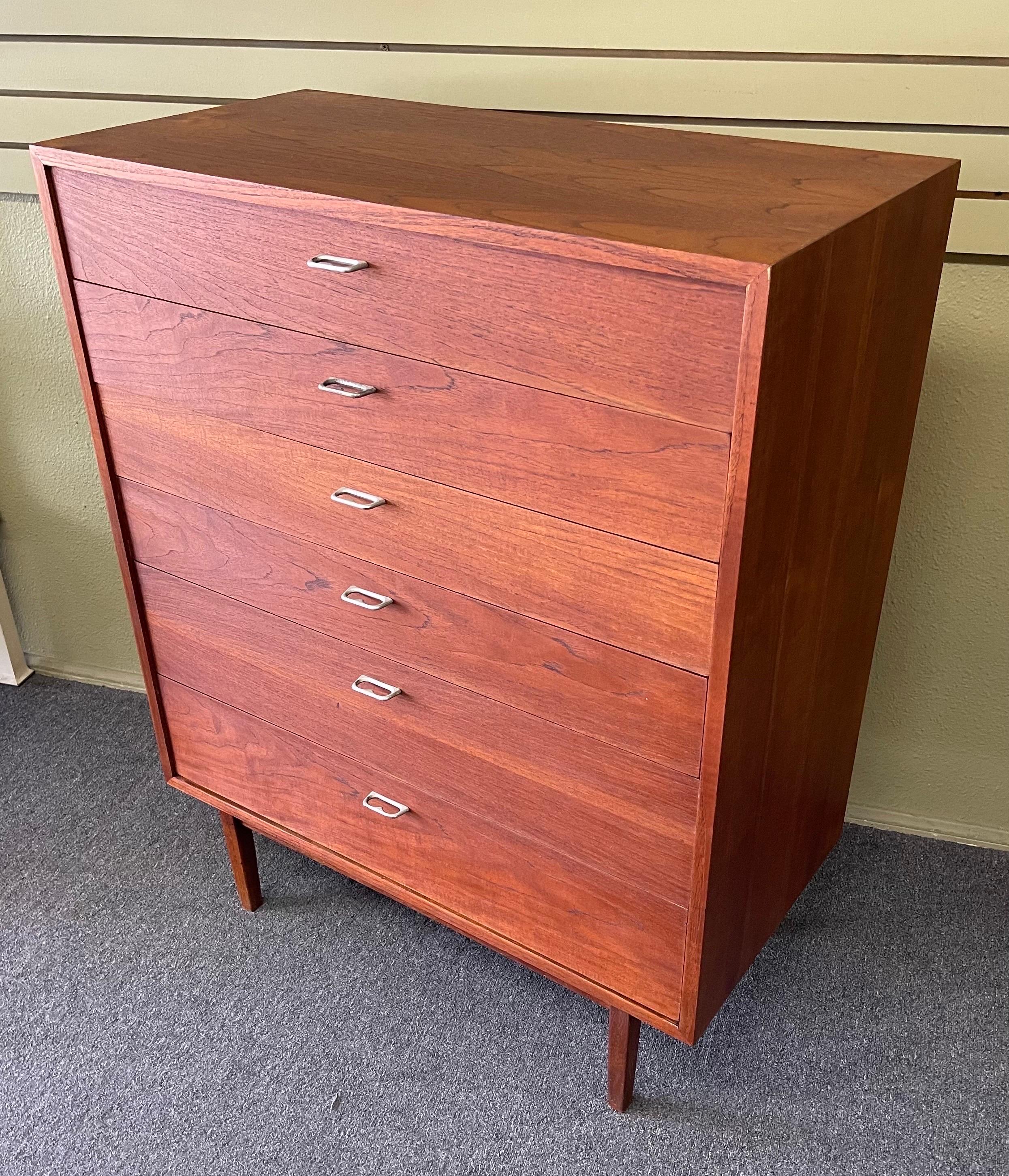 MCM Walnut Six Drawer Highboy Dresser in the Style of George Nelson 5