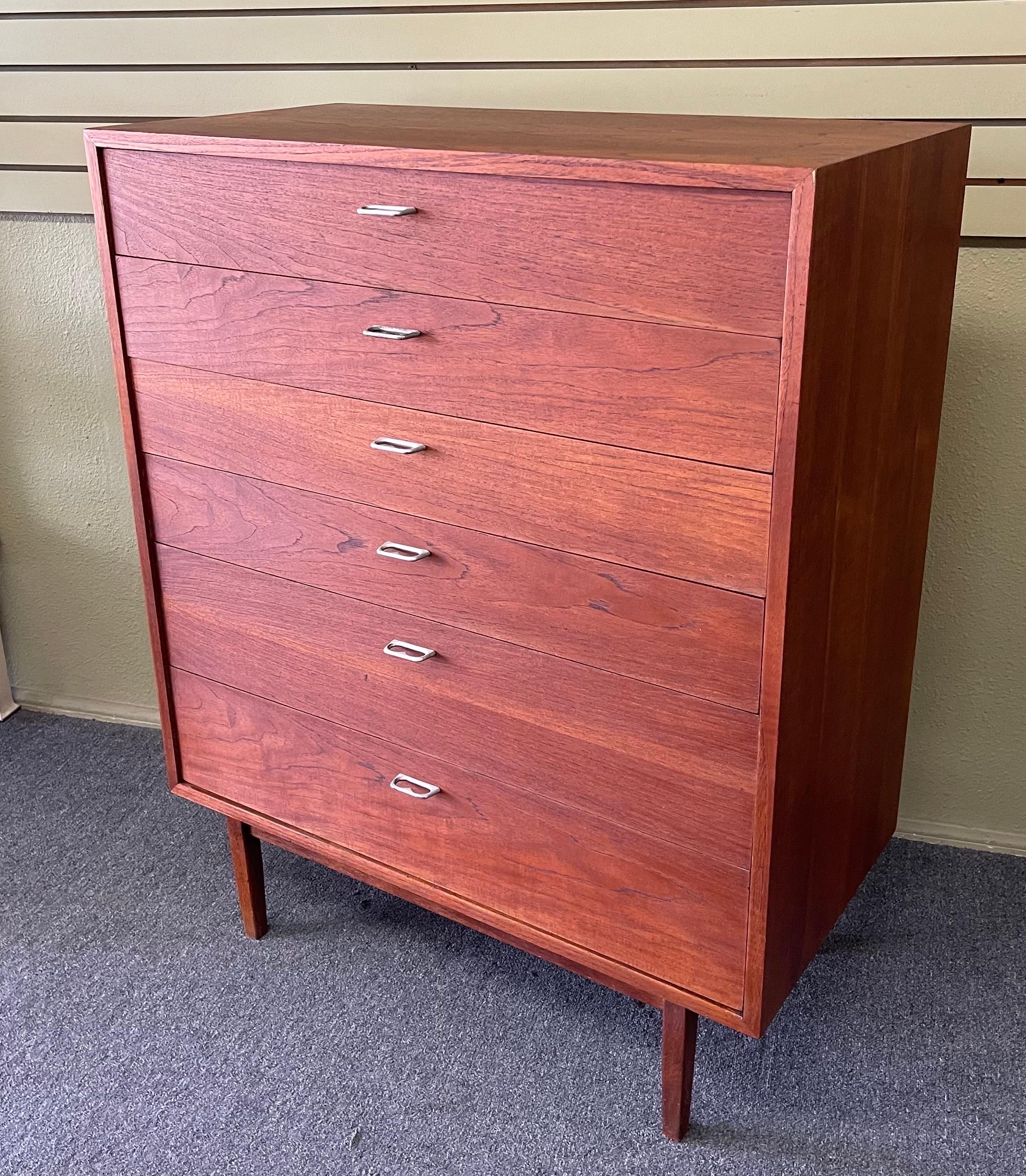 MCM Walnut Six Drawer Highboy Dresser in the Style of George Nelson 6