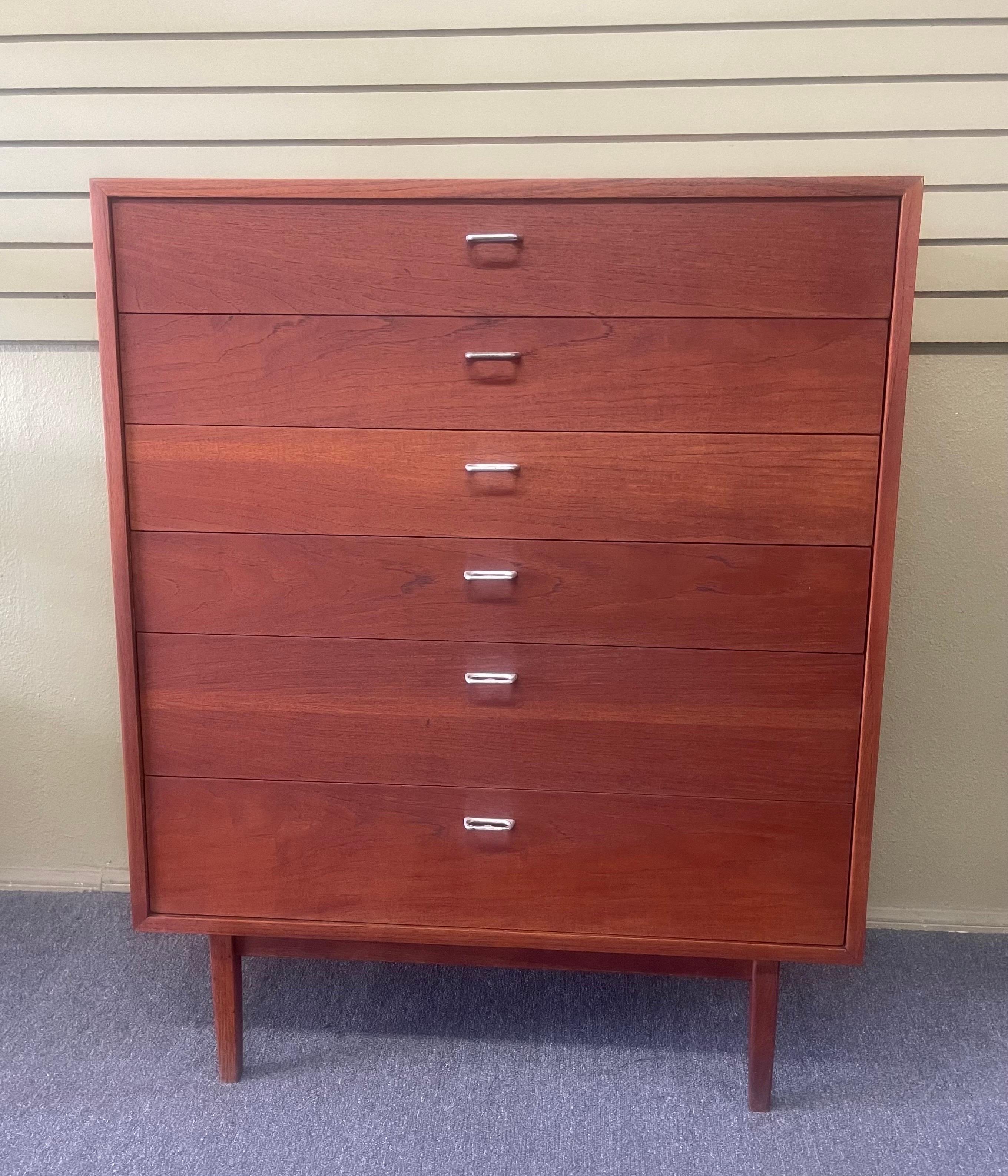 MCM Walnut Six Drawer Highboy Dresser in the Style of George Nelson 11