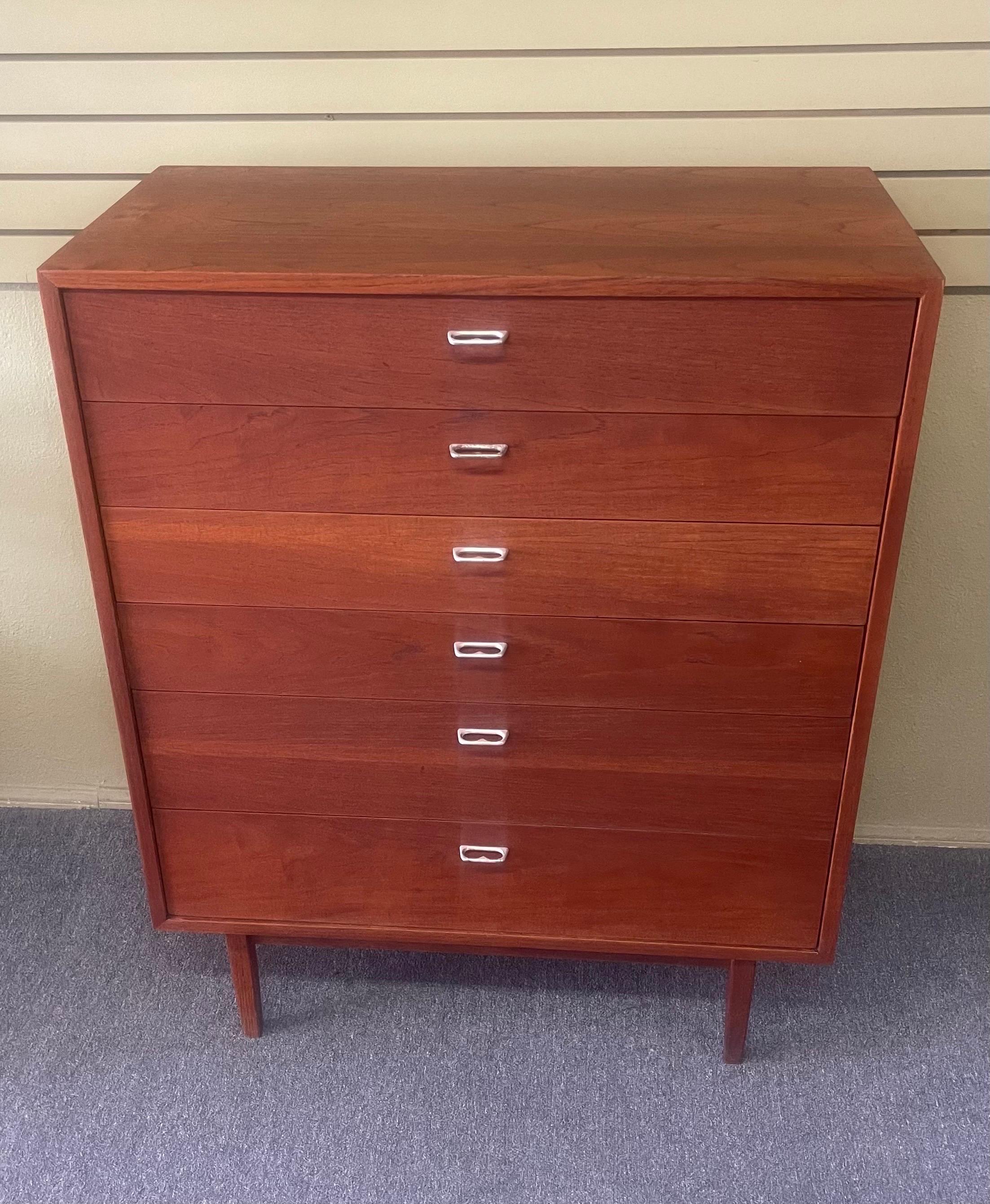 MCM Walnut Six Drawer Highboy Dresser in the Style of George Nelson 1