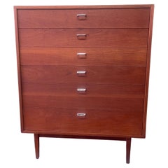 Vintage MCM Walnut Six Drawer Highboy Dresser in the Style of George Nelson