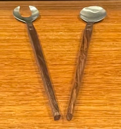 Mcm Walnut and Stainless Steel Salad Servers