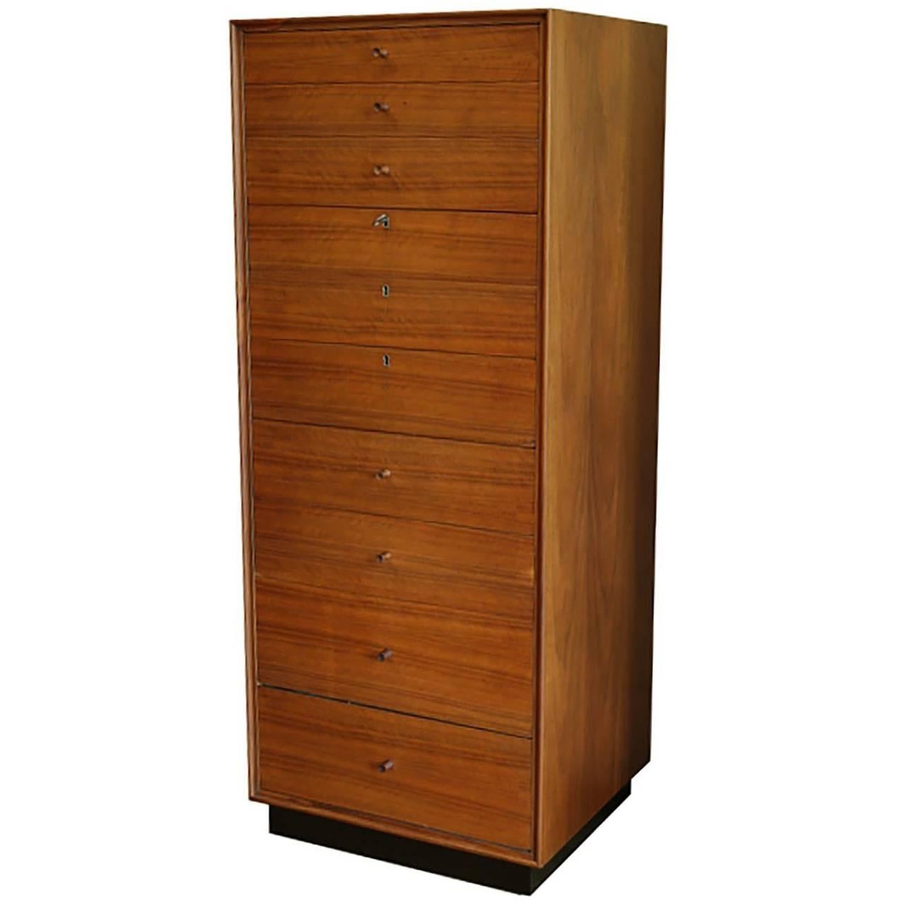 MCM Walnut Chest of Drawers with Rosewood Pulls by Glenn of California c. 1950s
