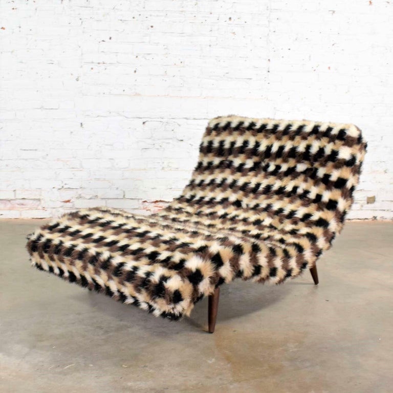 Mcm Wave Chaise Lounge Style Of Adrian Pearsall Original Faux Fur Upholstery At 1stdibs