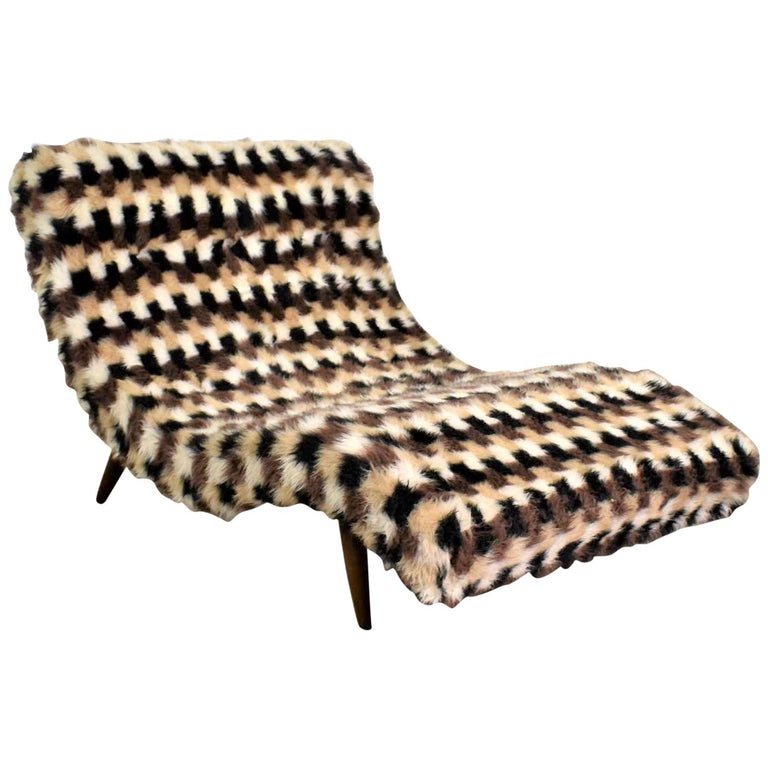MCM Wave Chaise Lounge Style of Adrian Pearsall Original Faux Fur