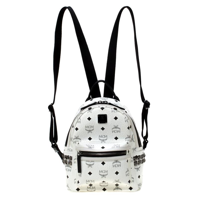 mcm white mini backpack