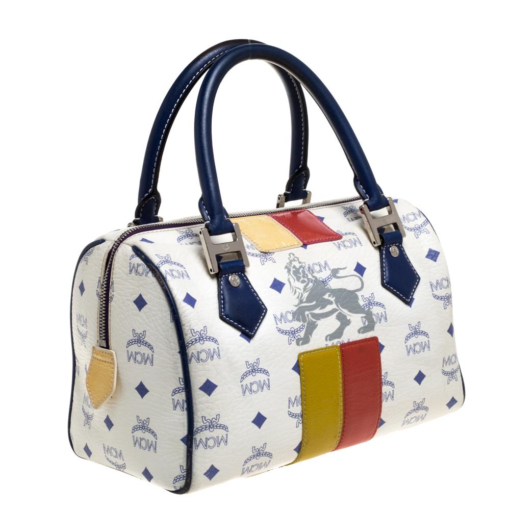 mcm lion boston bag