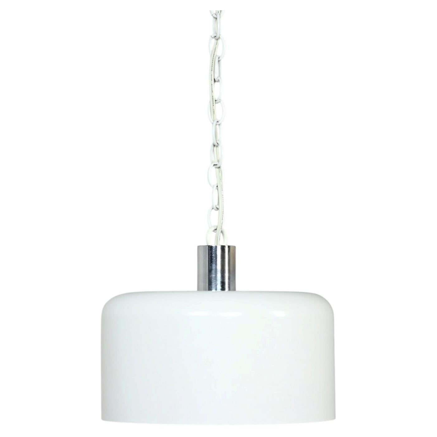 MCM White Dome Swag Pendant Hanging Light Fixture or Lamp Style of Lightolier