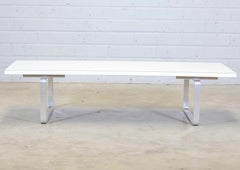 William Plunkett 1971 White Formica & Curved Steel Modernist Coffee Table