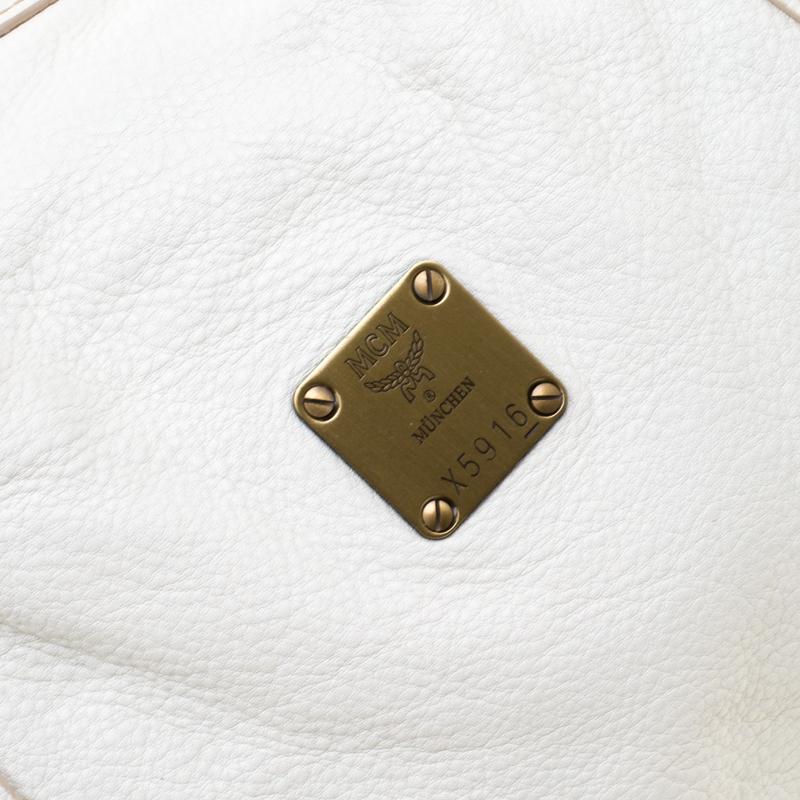 Women's MCM White Leather Tassel Satchel For Sale