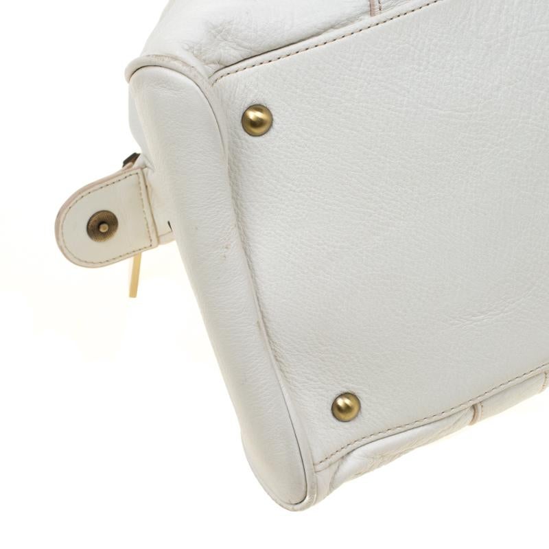 MCM White Leather Tassel Satchel For Sale 1