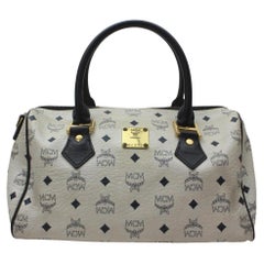 MCM White Monogram Visetos Boston Bag 863130