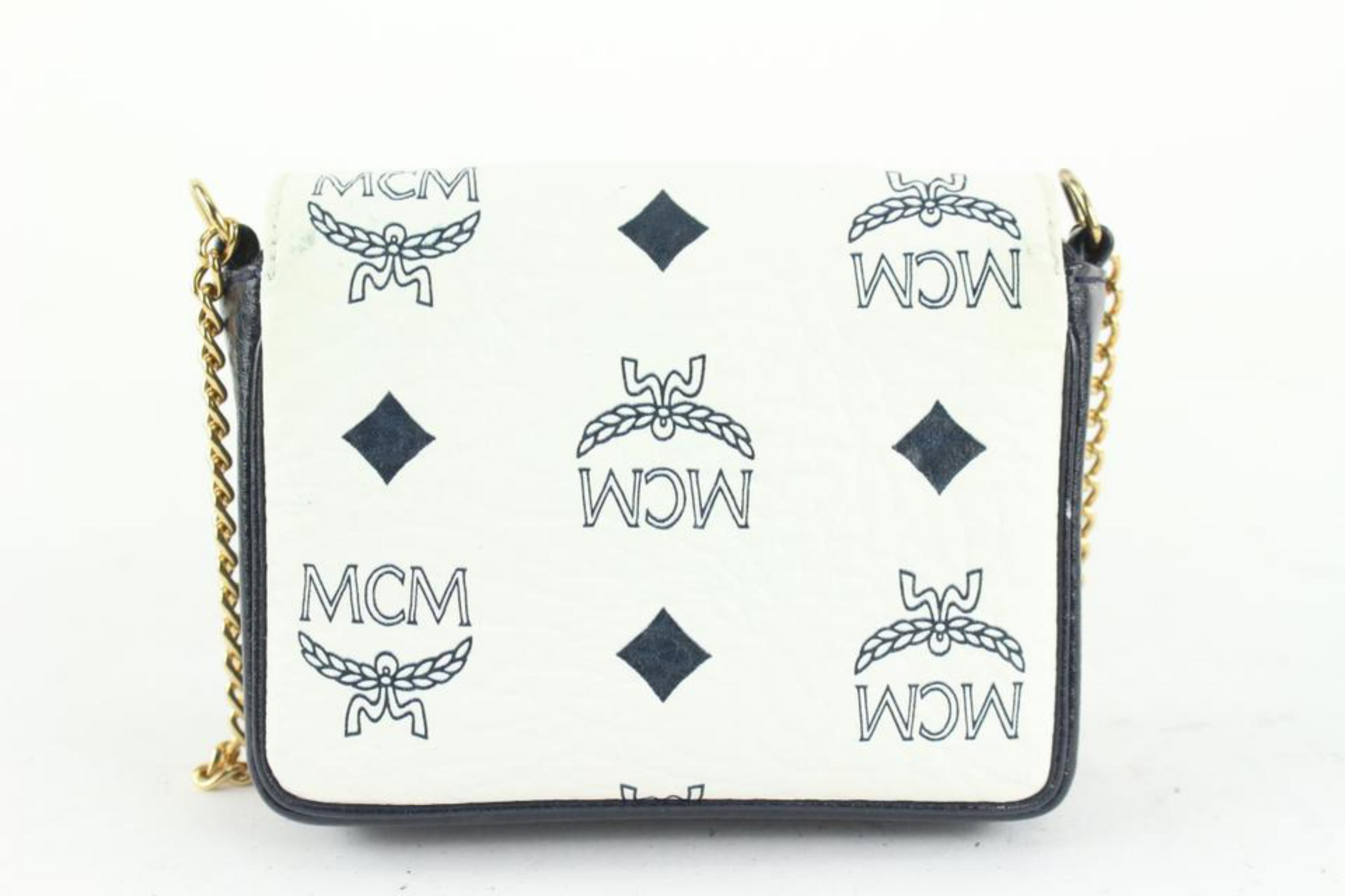 MCM White Monogram Visetos Mini Chain Crossbody Bag 112m3 For Sale 1