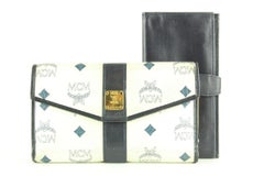 MCM White x Black Monogram Visetos Flap Wallet with Insert 1mcm519