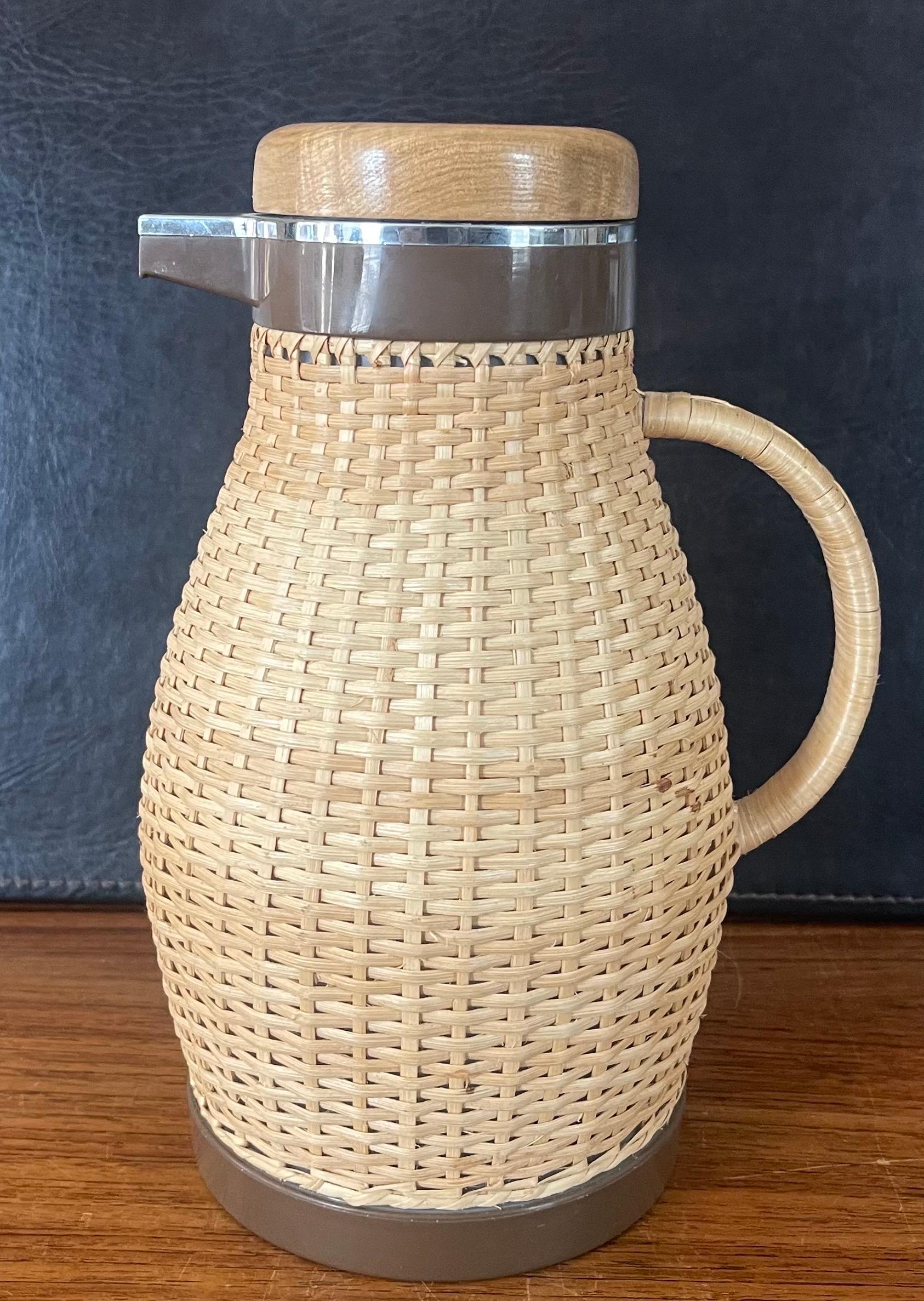 MCM Wicker Wrapped Thermos Coffee Carafe / Pitcher by Corning Designs 1