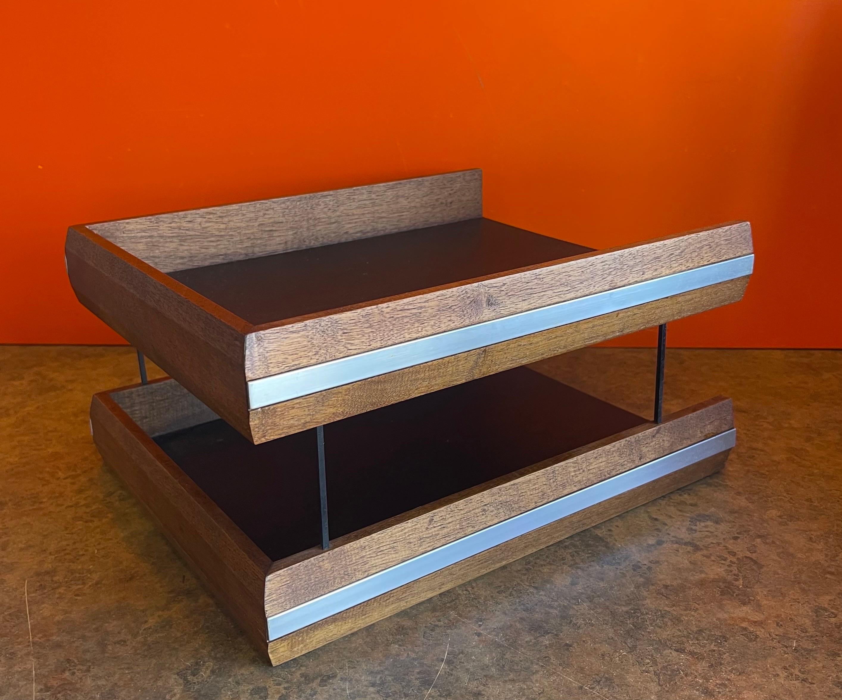 MCM Wood and Naugahyde Double Letter Tray by John Mel 1