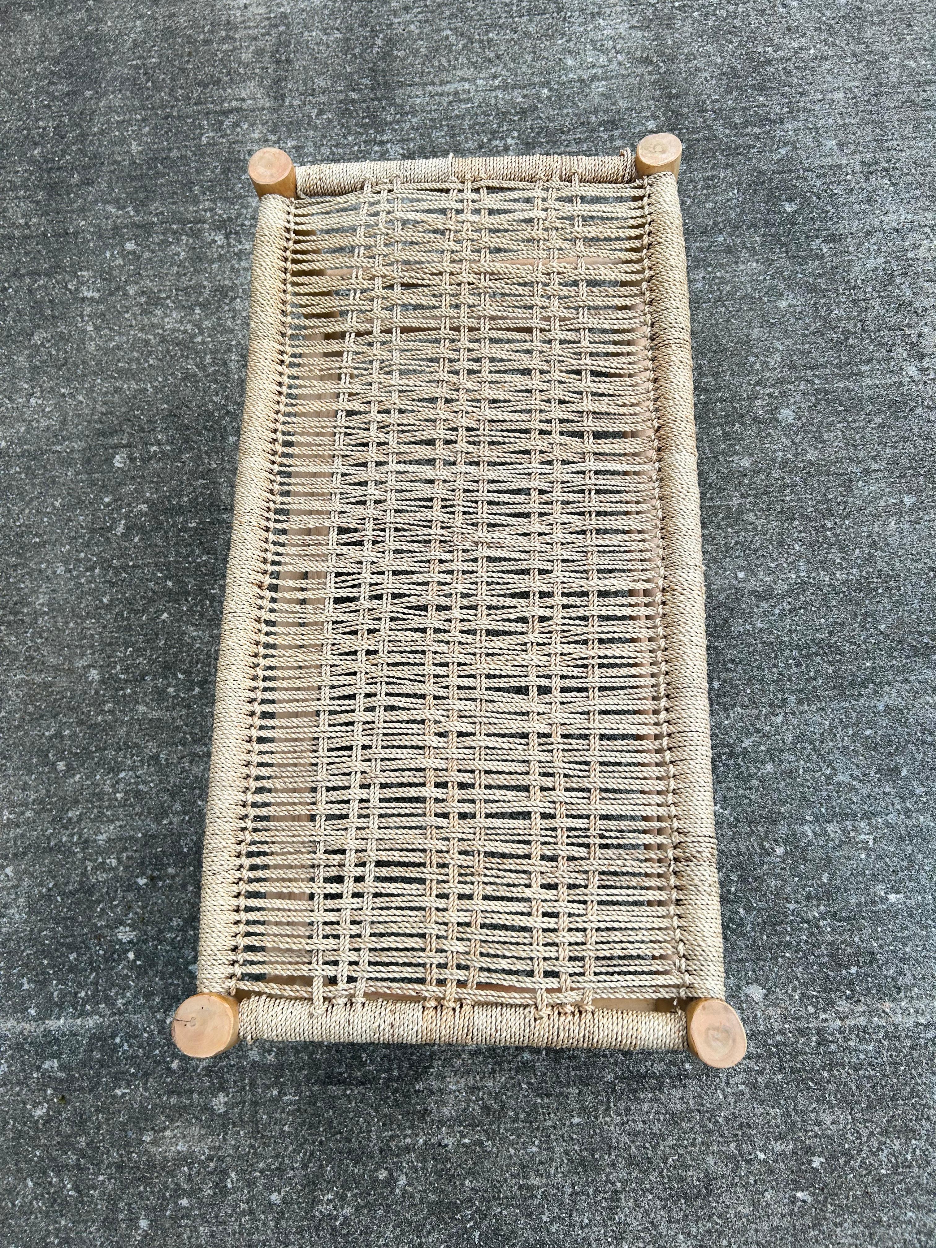 Mid-Century Modern MCM Woven Bench Seat in Style of Charlotte Perriand