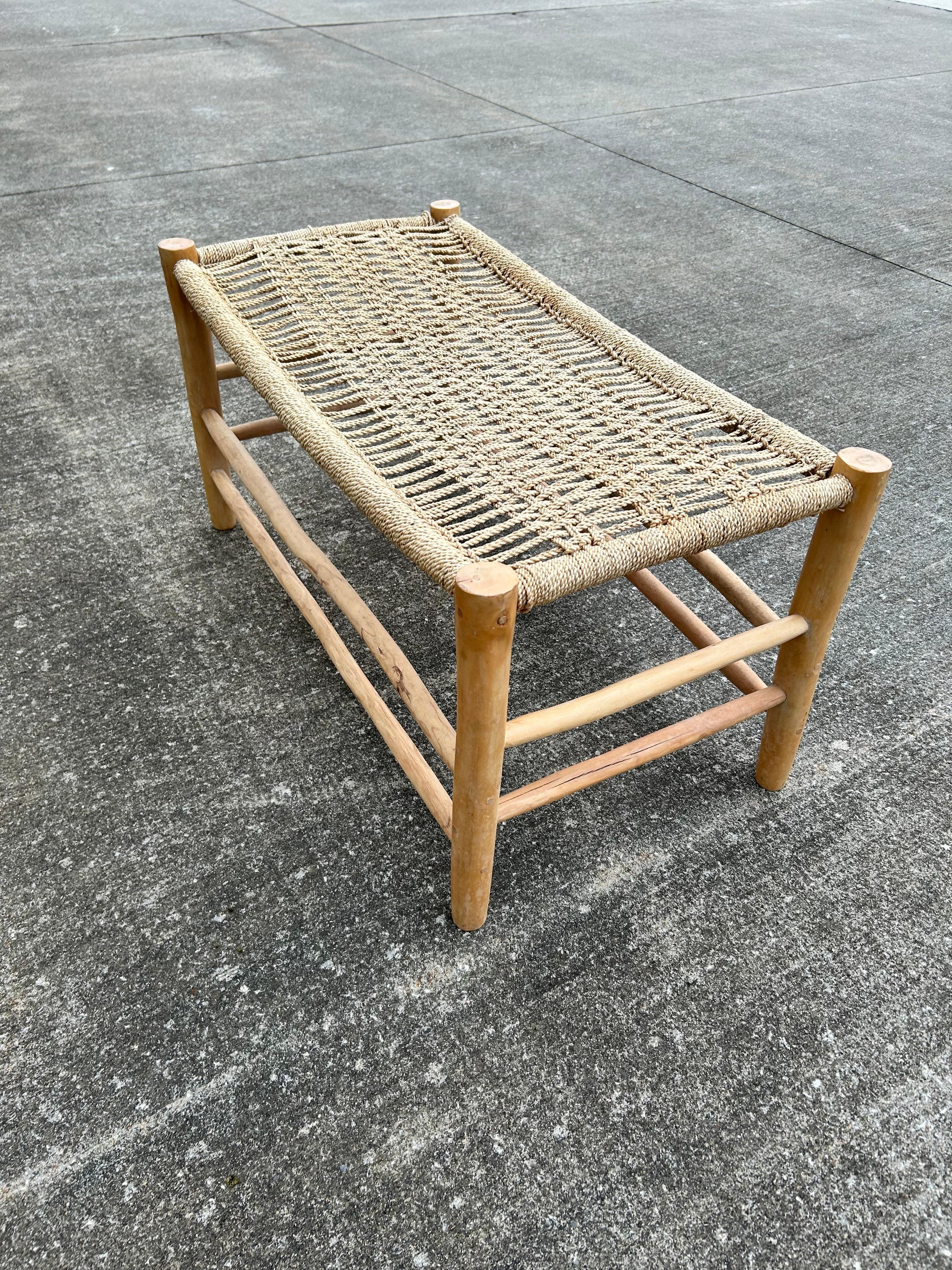 20th Century MCM Woven Bench Seat in Style of Charlotte Perriand