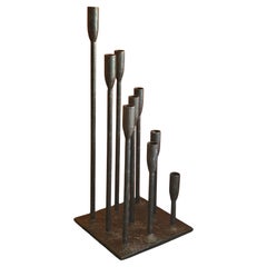 MCM Wrought Iron Modernist Candleholder in the style of Harry Bertioa