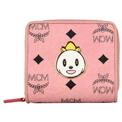 MCM x Eddie Kang New Pink Monogram Visetos Loveless Mini Zip Around Wallet