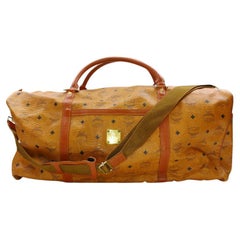 MCM XL Cognac Monogram Visetos Boston Duffle Bag with Strap 863473