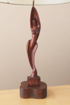 MCM Yasha Heifetz Iconic Figural Sculptural Lamp! 1952 Rosewood Oak Rare & Mint!