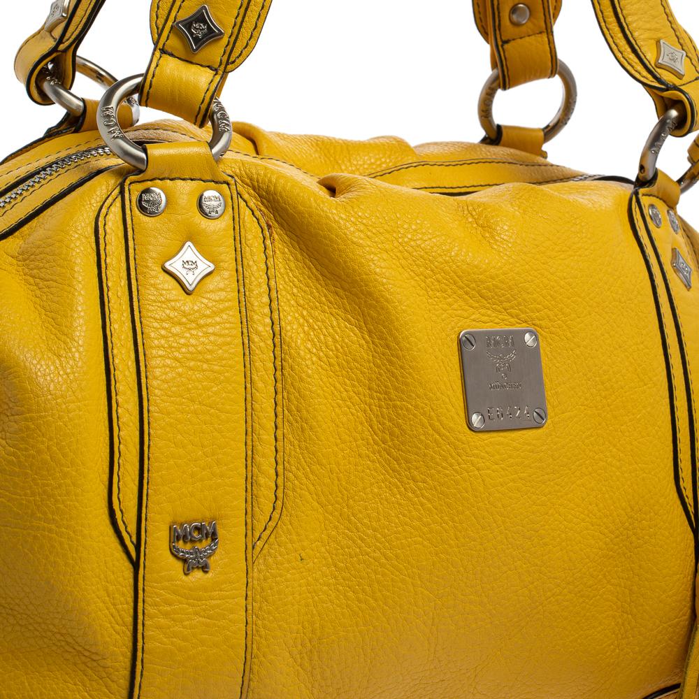 MCM Yellow Leather Tassel Satchel 1