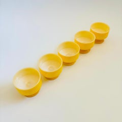 MCM Yellow Milk Glass Coupes by Federal Glass - Set of 5