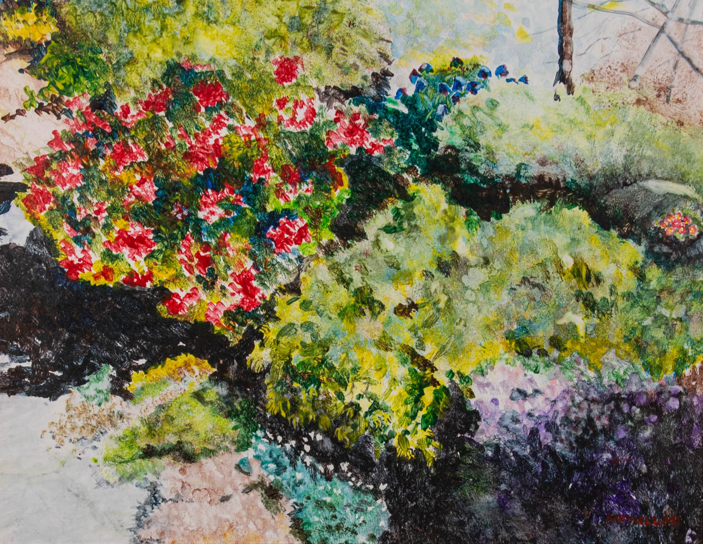 McMillan - Acrilico contemporaneo, Giardino fiorito in vendita 2