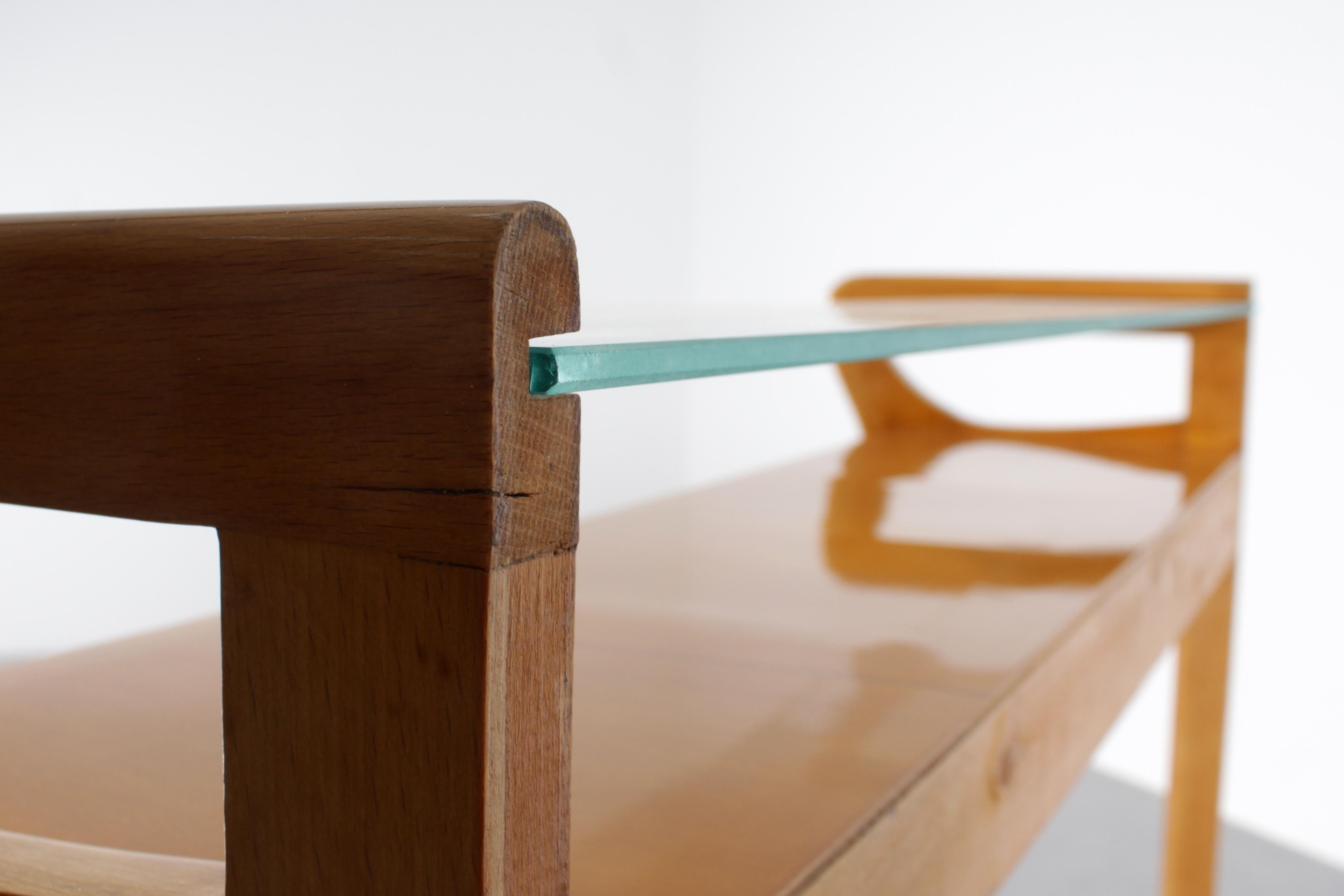 Mid-Century Cantù I. Parisi Style Light Wood with Glass Top Console 1960s Italy 13