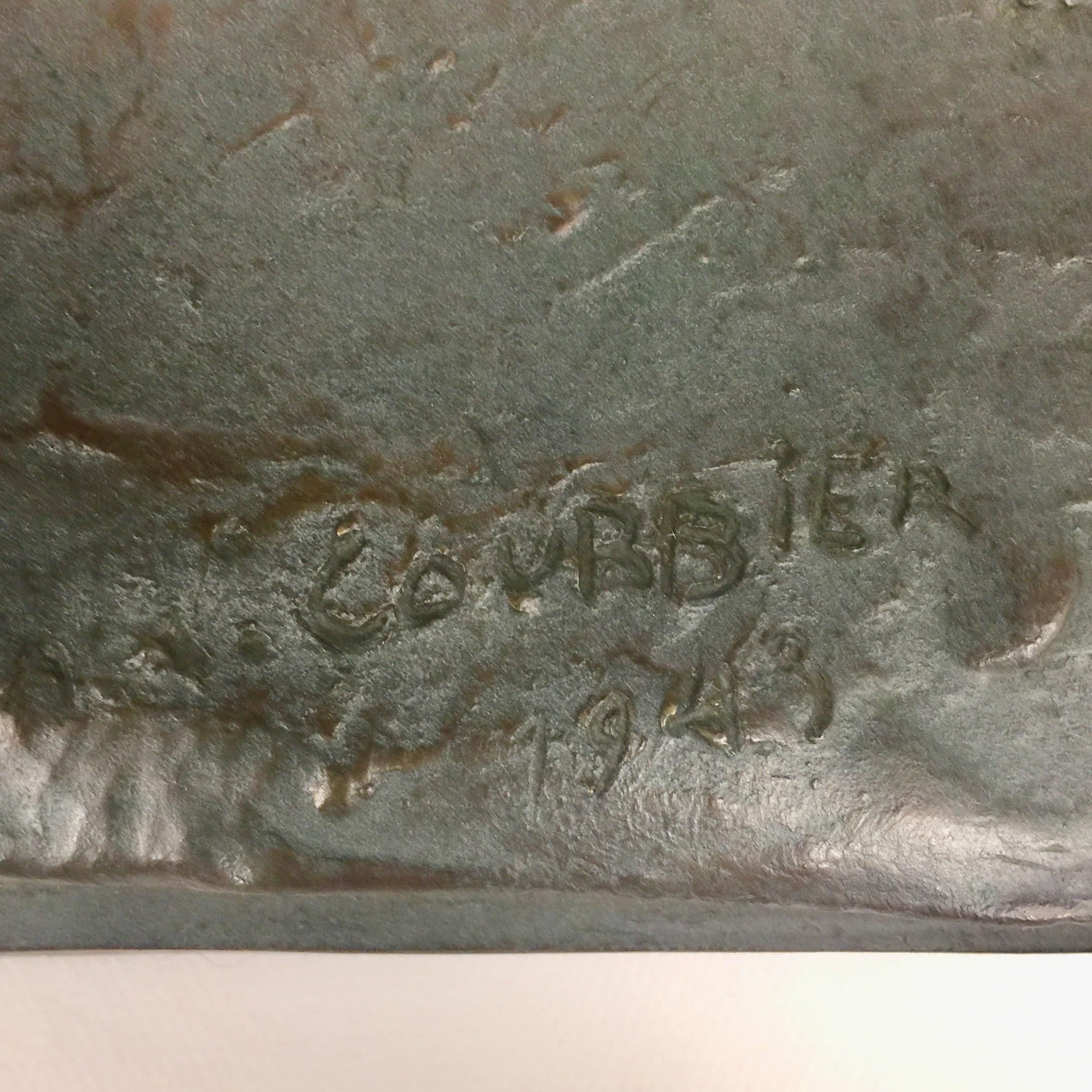 Incredible Bull Art Deco bronze signed M.COURBIER 1943 and founder stamp.