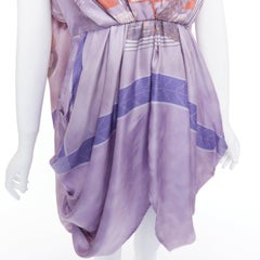MCQ ALEXANDER MCQUEEN 100% silk lavender crest print draped dress IT40 S