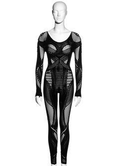 McQ Alexander McQueen black fishnet mesh jumpsuit, fw 2011