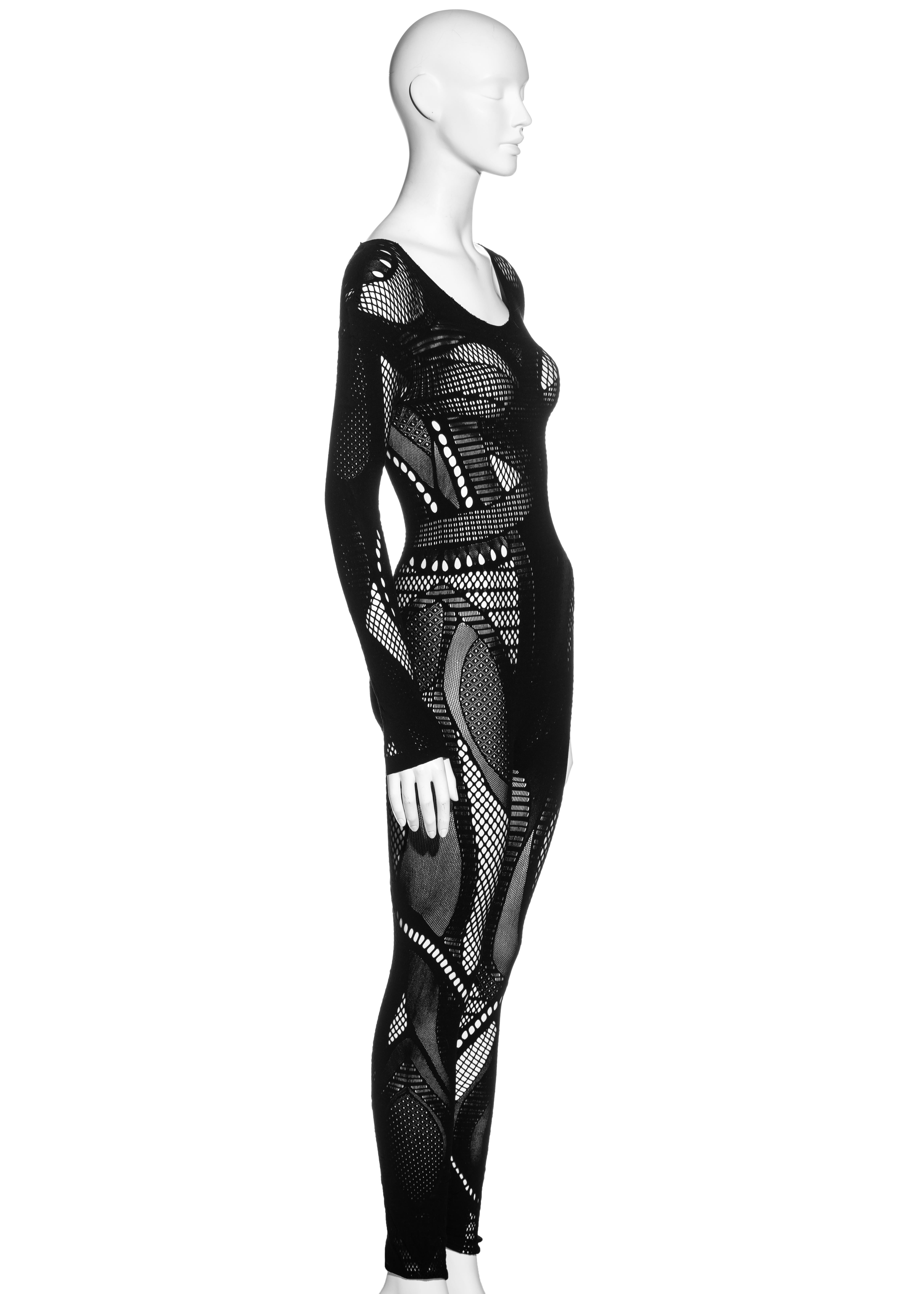 Black McQ Alexander McQueen black fishnet mesh jumpsuit, fw 2011