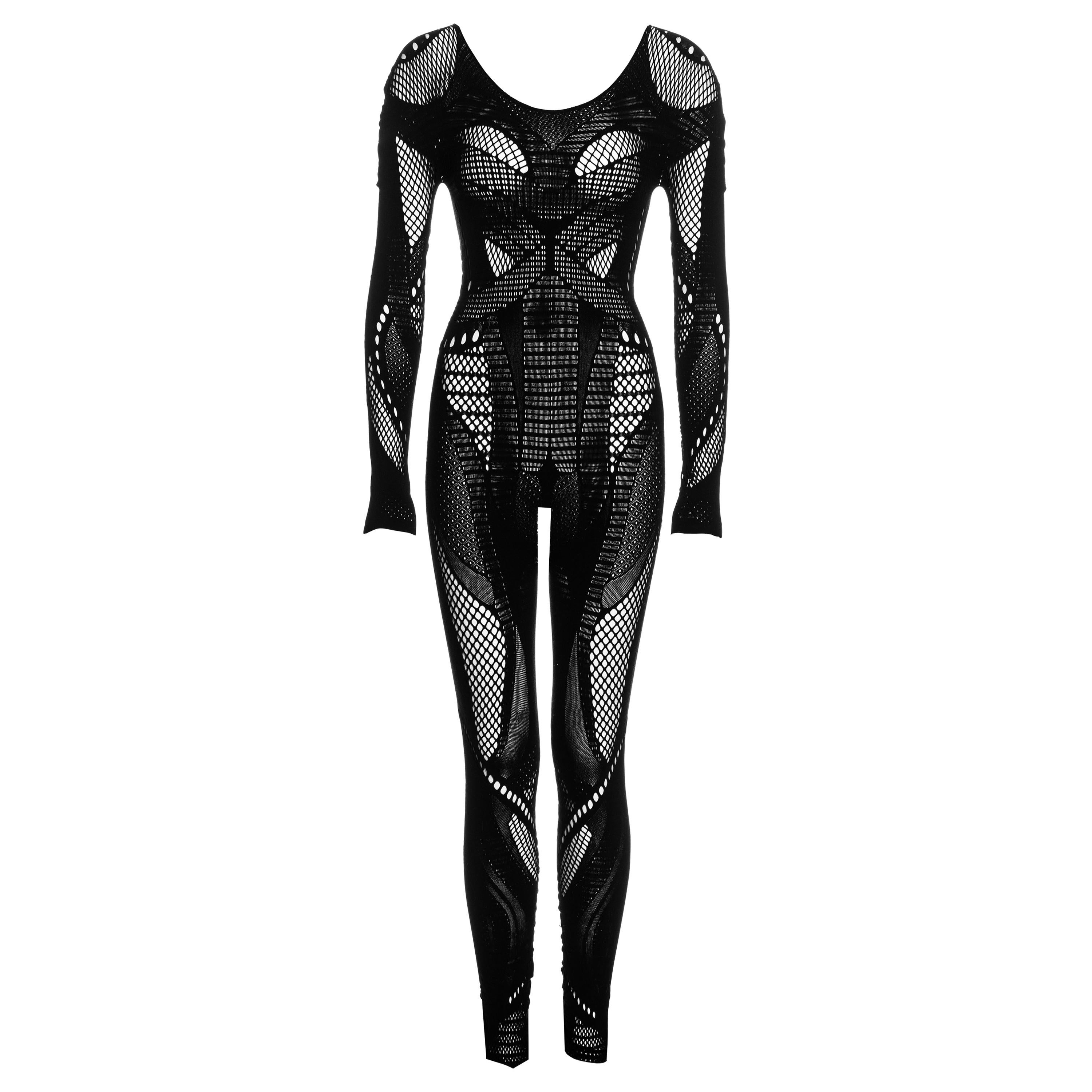McQ Alexander McQueen black fishnet mesh jumpsuit, fw 2011