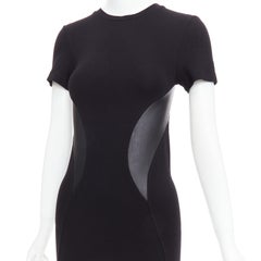 MCQ ALEXANDER MCQUEEN vestido bodycon ajustado con paneles de cuero negro S