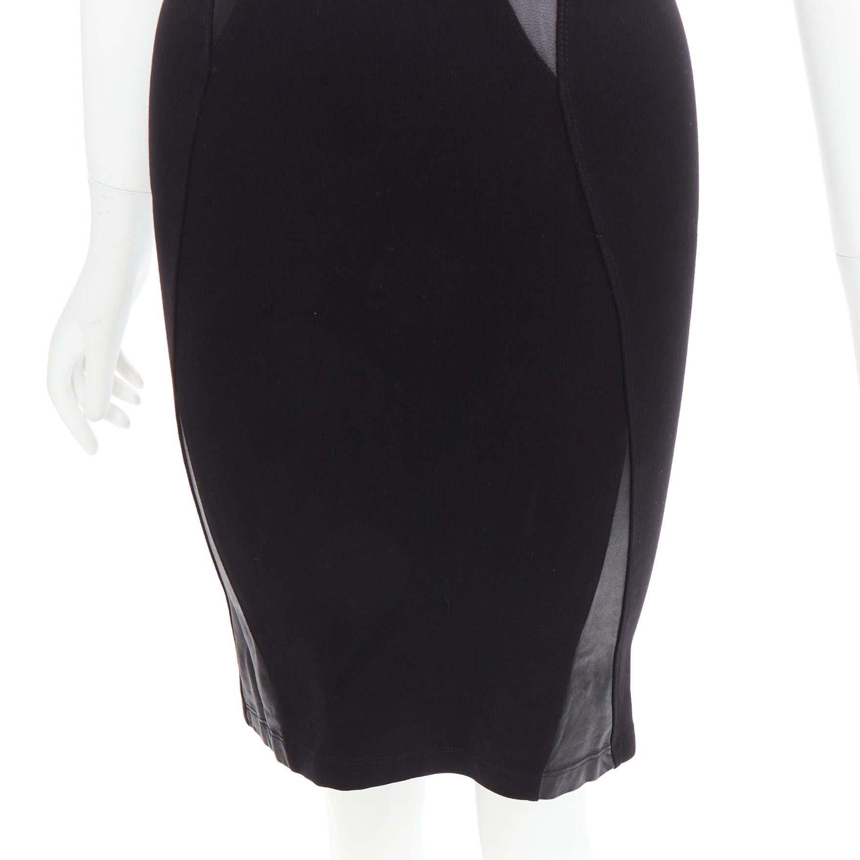MCQ ALEXANDER MCQUEEN vestido bodycon ajustado con paneles de cuero negro S en venta 2