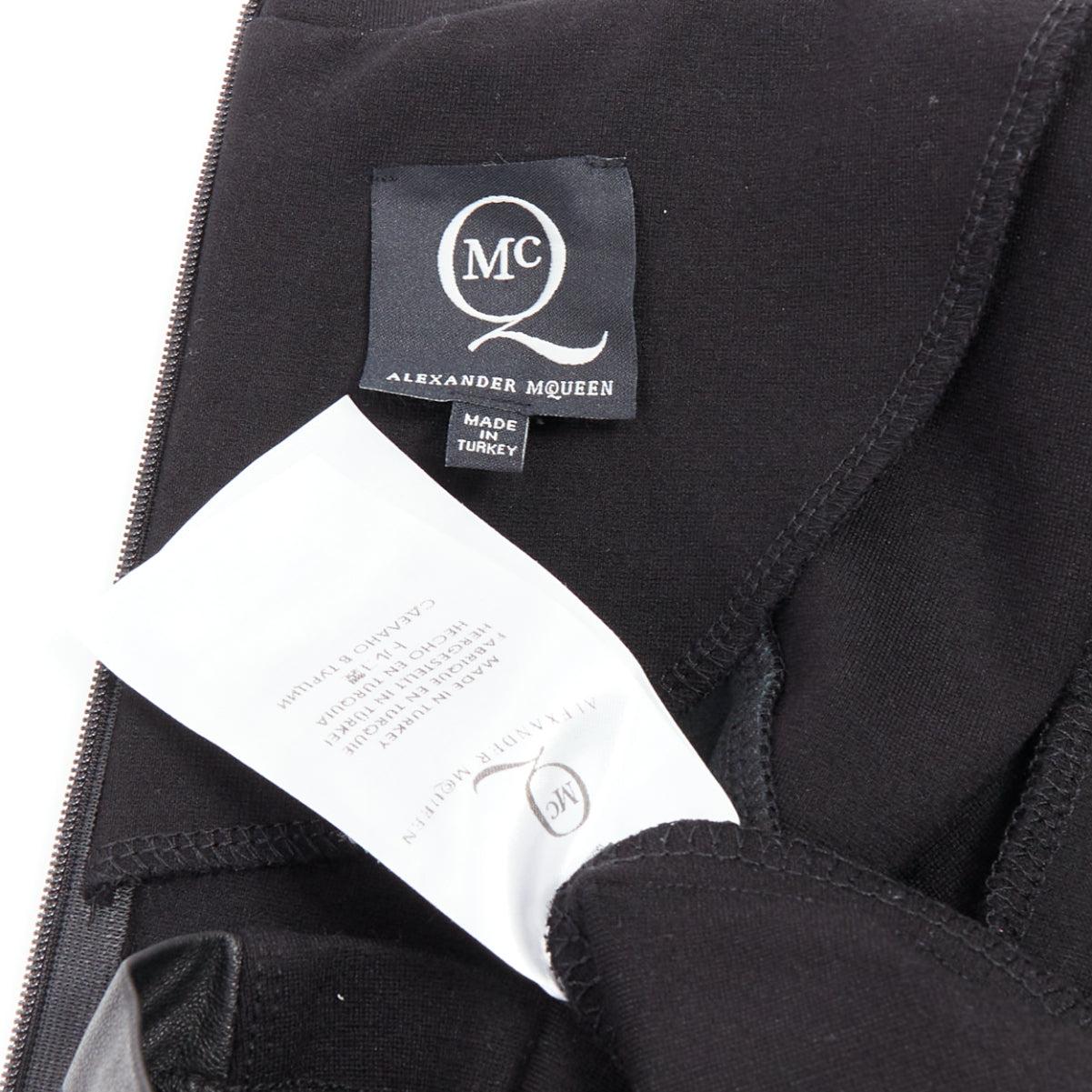 MCQ ALEXANDER MCQUEEN vestido bodycon ajustado con paneles de cuero negro S en venta 3