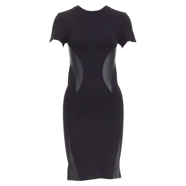 MCQ ALEXANDER MCQUEEN black leather panel fitted bodycon dress S MCQ ALEXANDER MCQUEEN black leather panel fitted bodycon dress S