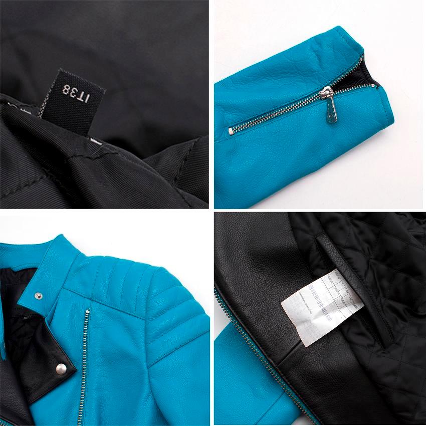 Women's MCQ Alexander McQueen Blue Leather Jacket - Size US 2