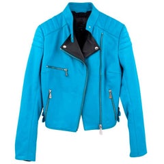 MCQ Alexander McQueen Blue Leather Jacket - Size US 2