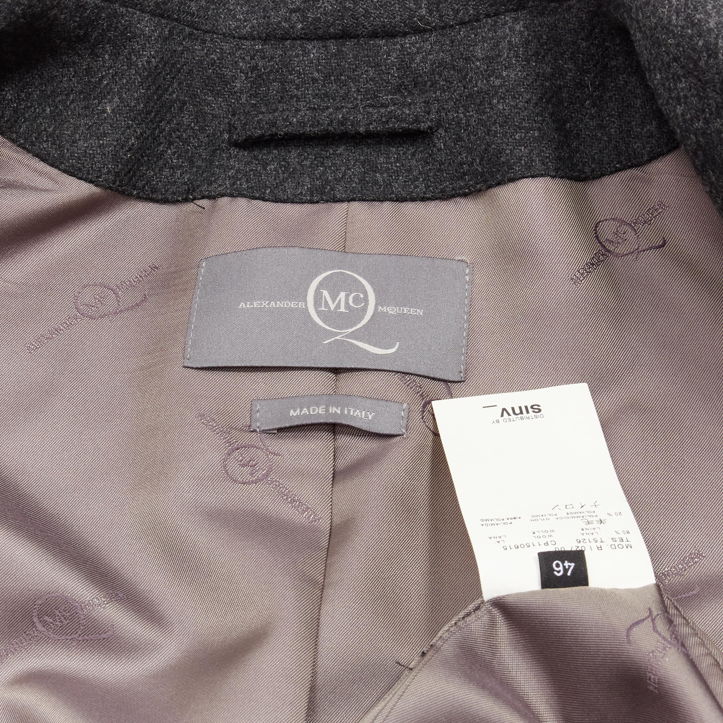 MCQ ALEXANDER MCQUEEN grey wool blend foldover shawl collar blazer jacket EU46 S For Sale 5