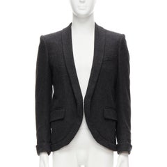 MCQ ALEXANDER MCQUEEN grey wool blend foldover shawl collar blazer jacket EU46 S