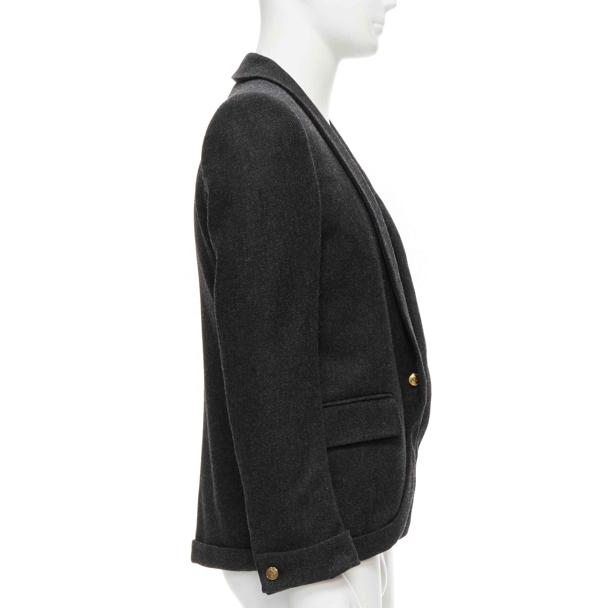 MCQ ALEXANDER MCQUEEN grey wool blend foldover shawl collar blazer jacket EU46 S In Excellent Condition For Sale In Hong Kong, NT