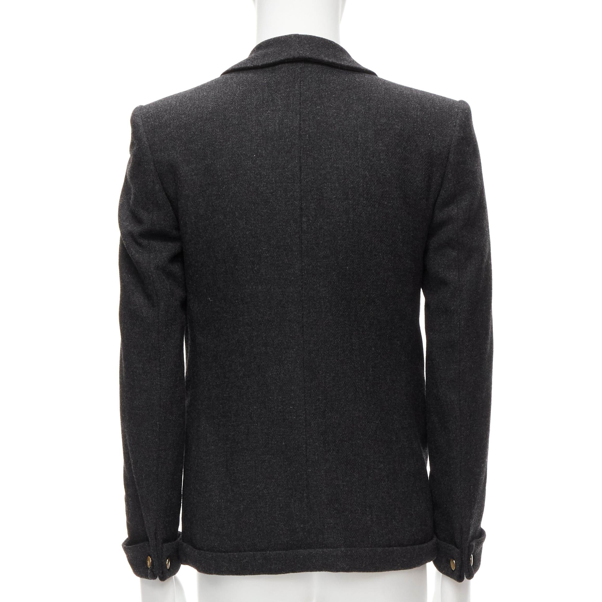 Men's MCQ ALEXANDER MCQUEEN grey wool blend foldover shawl collar blazer jacket EU46 S For Sale