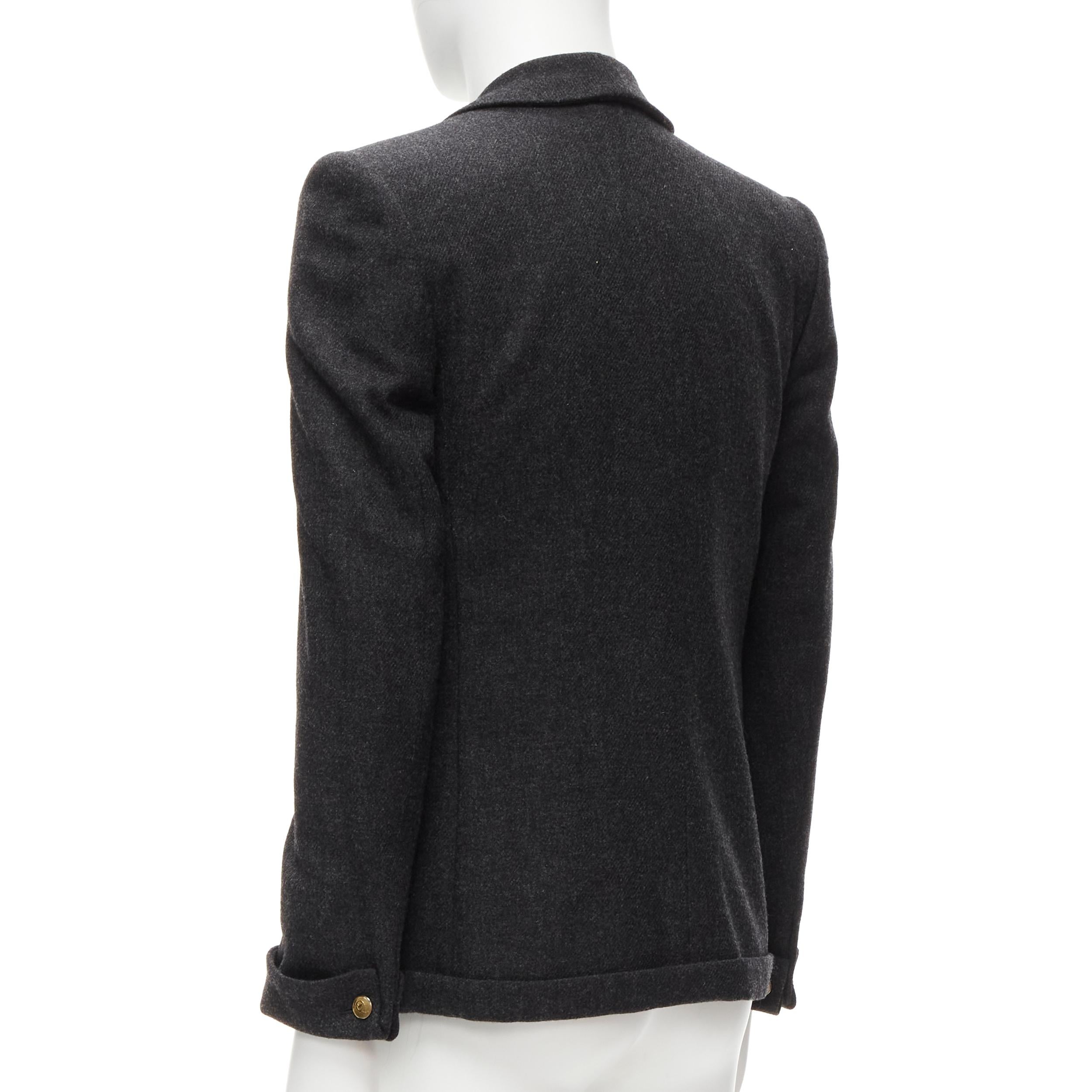 MCQ ALEXANDER MCQUEEN grey wool blend foldover shawl collar blazer jacket EU46 S For Sale 1