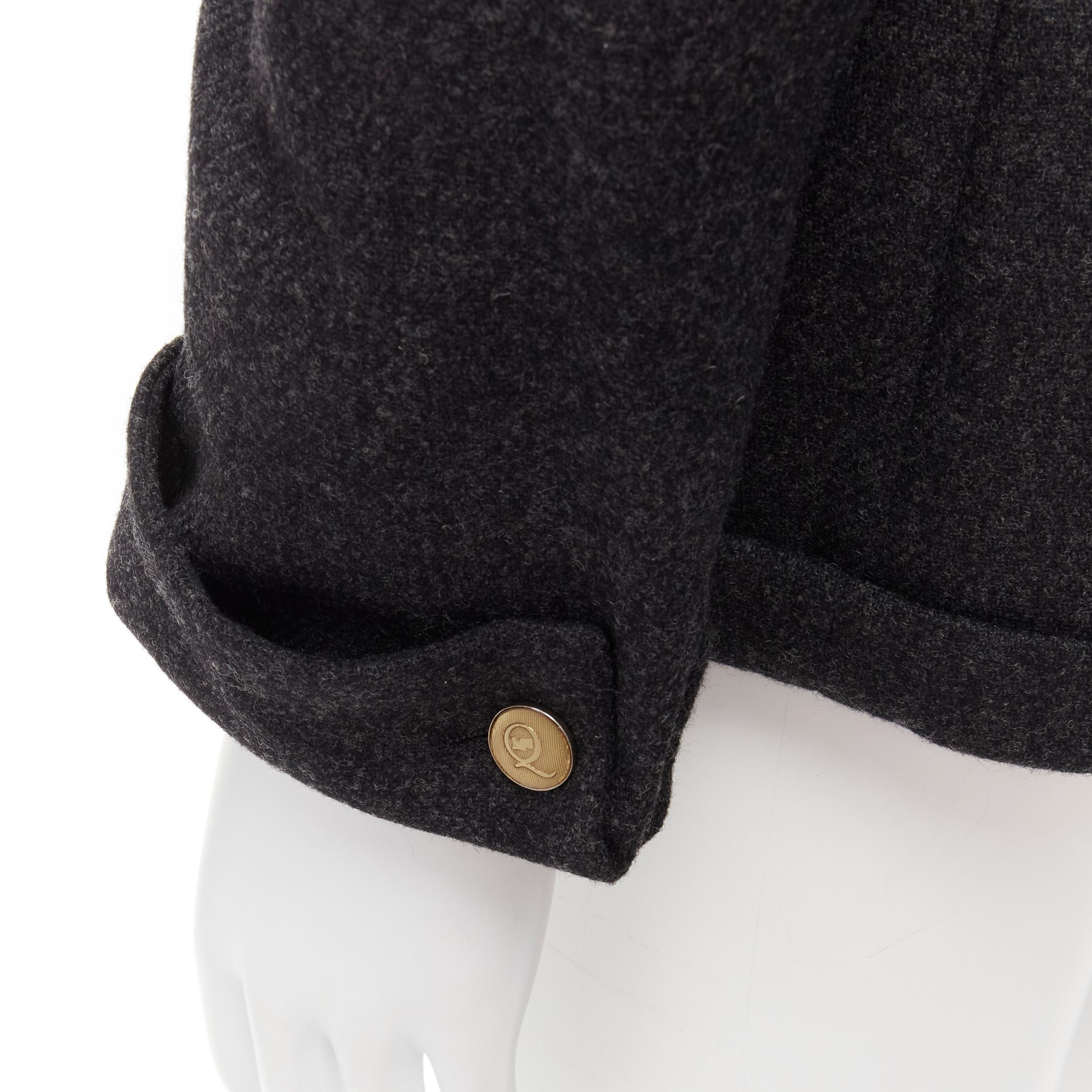MCQ ALEXANDER MCQUEEN grey wool blend foldover shawl collar blazer jacket EU46 S For Sale 2