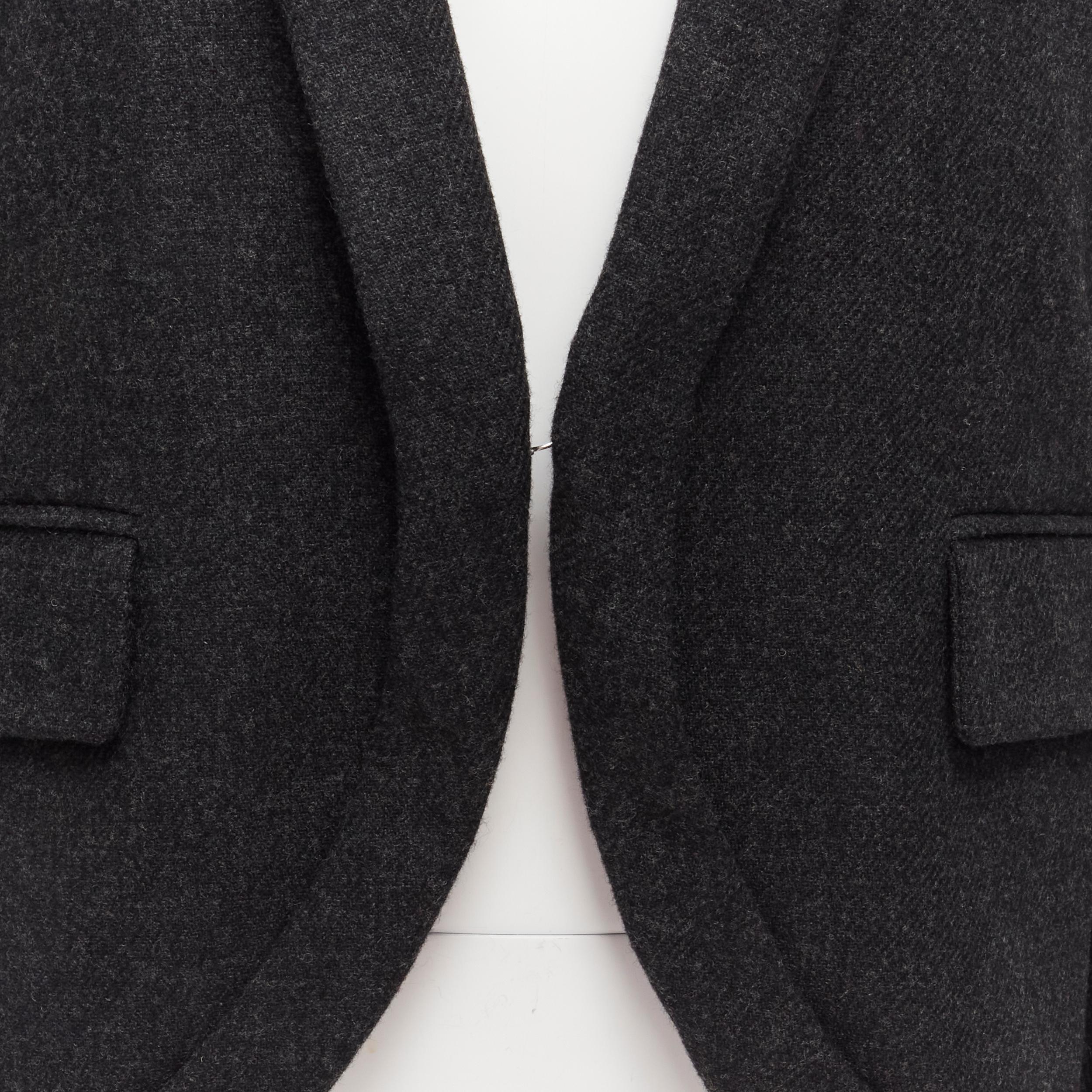 MCQ ALEXANDER MCQUEEN grey wool blend foldover shawl collar blazer jacket EU46 S For Sale 3