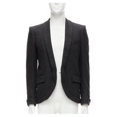 MCQ ALEXANDER MCQUEEN grey wool blend foldover shawl collar blazer jacket EU46 S